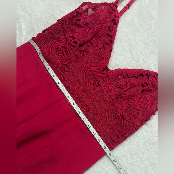 Bebe Vibrant Pink Lace Bodice Jumpsuit - Picture 9 of 11